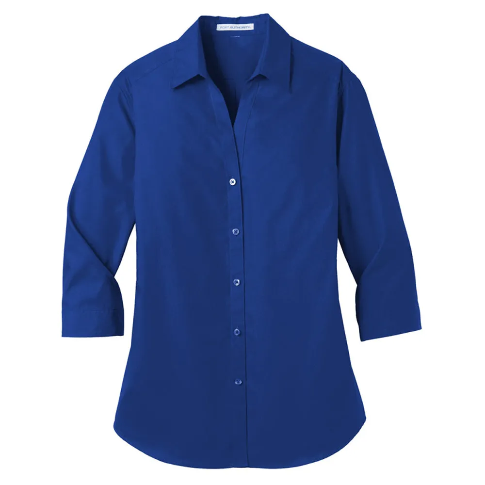 Port Authority Ladies 3/4-Sleeve Carefree Poplin Shirt