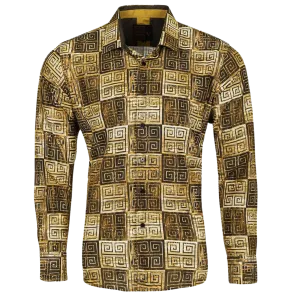 PREMIERE SHIRTS: GOLD/BLACK GEOMETRIC FASHION