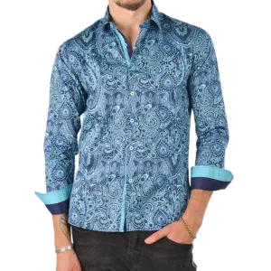 PREMIERE SHIRTS: GREEN/BLUE PAISLEY