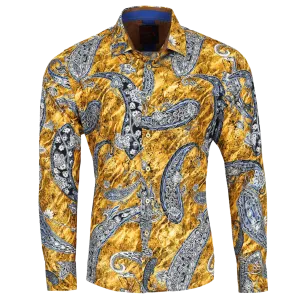 PREMIERE SHIRTS: YELLOW/GOLD FOIL PAISLEY
