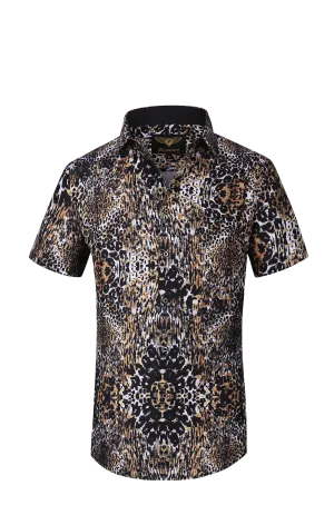 PREMIERE SHORT SLEEVE SHIRTS: BROWN CHEETAH