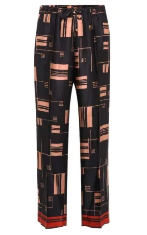 Printed Satin Wide-leg Pants
