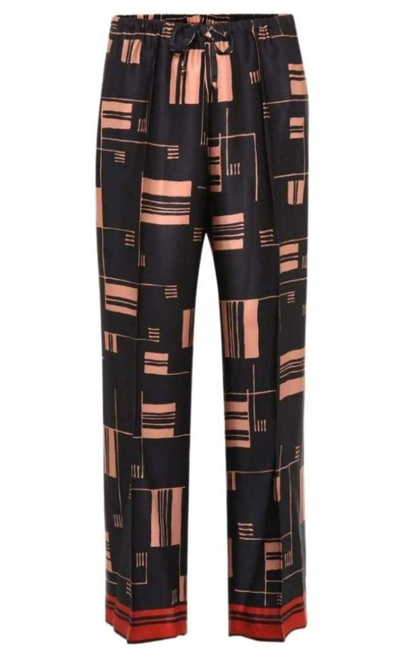 Printed Satin Wide-leg Pants