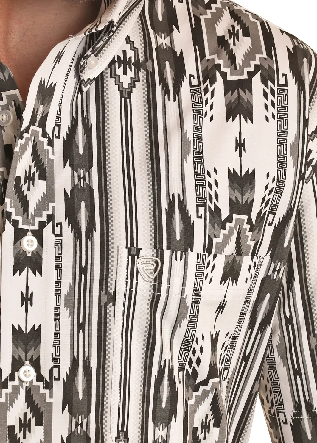 Rock N Roll B/W SSAztec Button Down