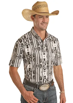 Rock N Roll B/W SSAztec Button Down