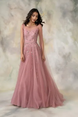 Rose Pink Embellished Net Gown