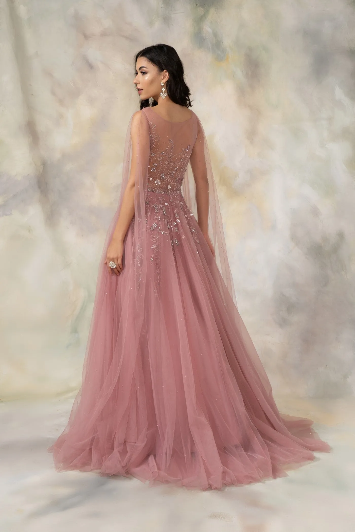 Rose Pink Embellished Net Gown