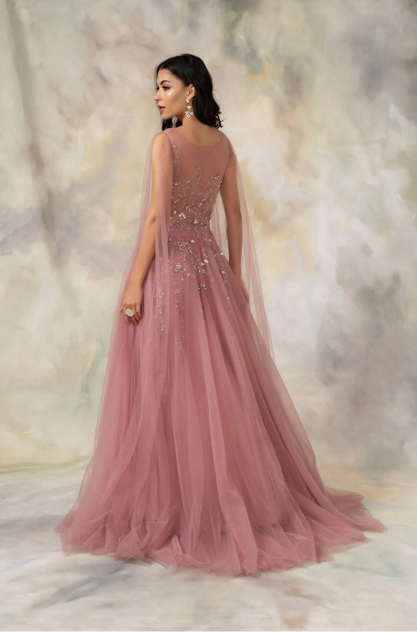 Rose Pink Embellished Net Gown