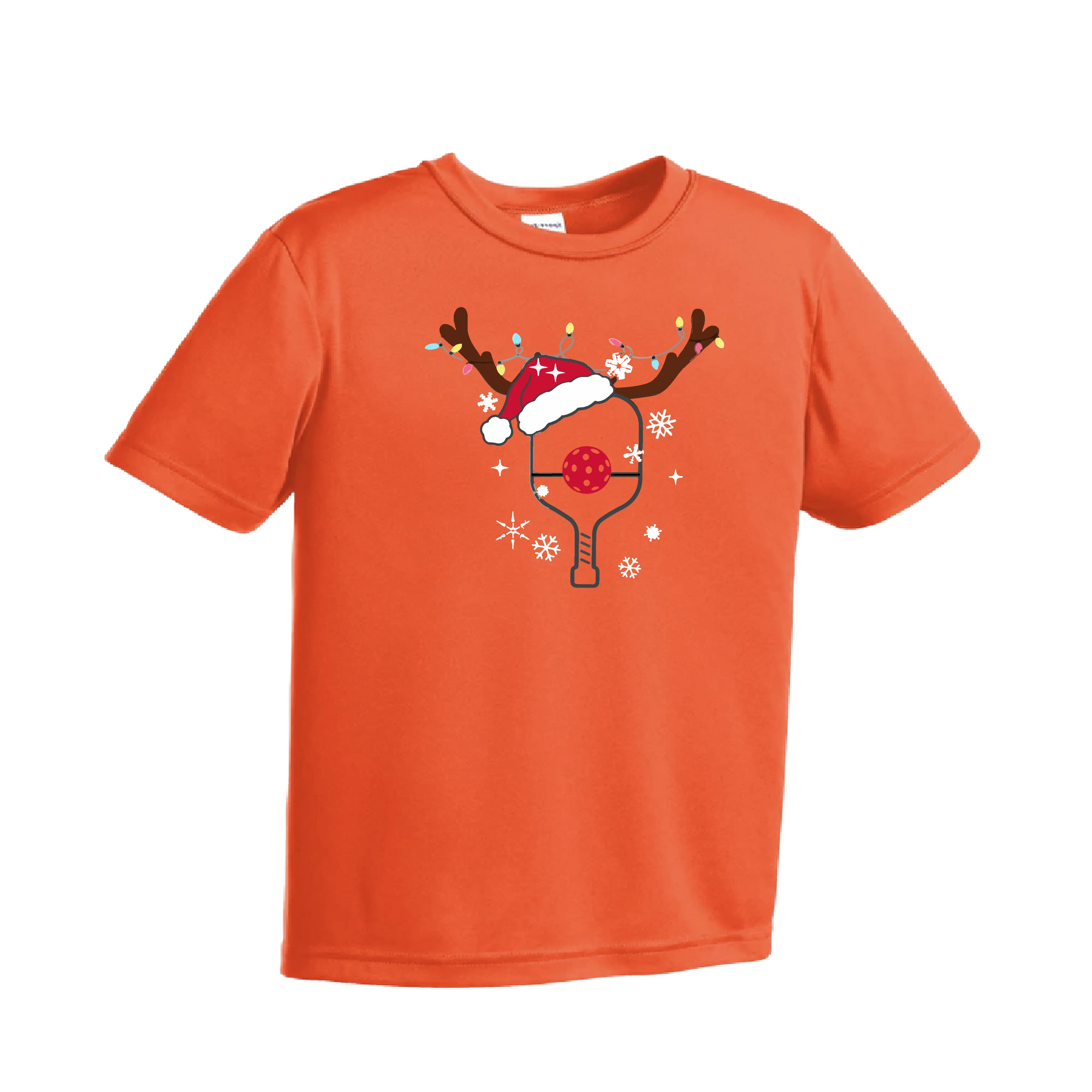 Rudolph The Pickling Reindeer Paddle | Youth Short Sleeve Pickleball Shirts | 100% Polyester