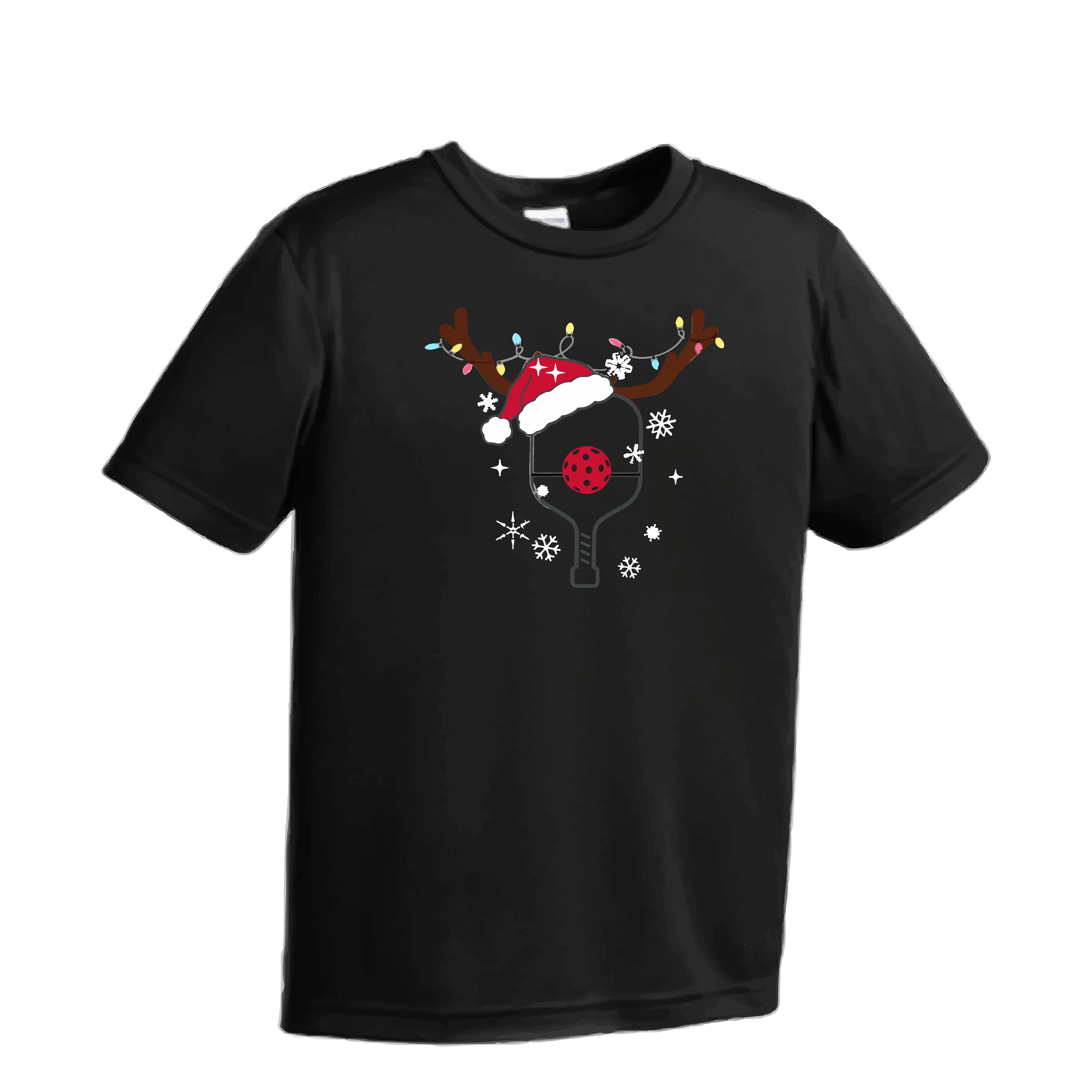 Rudolph The Pickling Reindeer Paddle | Youth Short Sleeve Pickleball Shirts | 100% Polyester