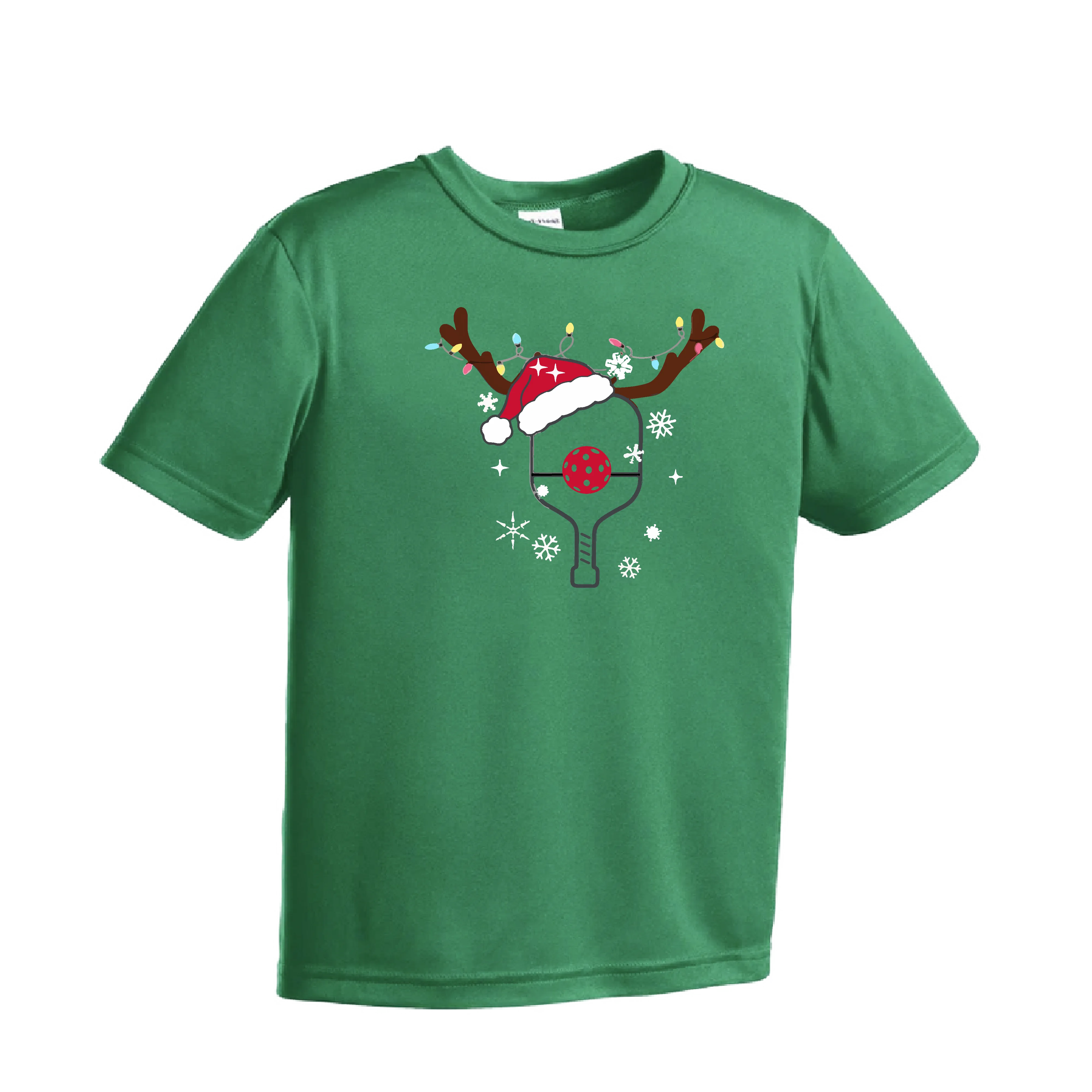 Rudolph The Pickling Reindeer Paddle | Youth Short Sleeve Pickleball Shirts | 100% Polyester