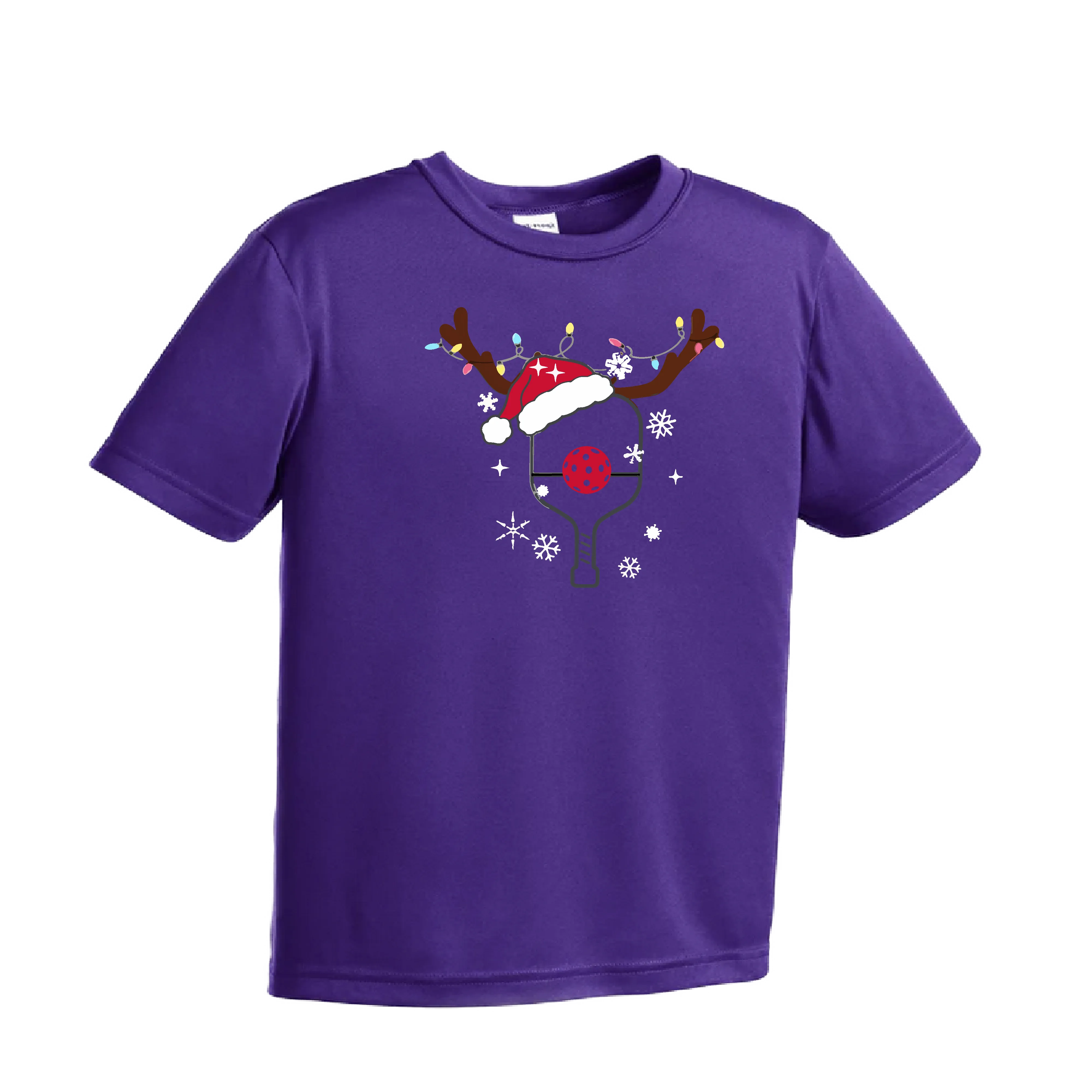 Rudolph The Pickling Reindeer Paddle | Youth Short Sleeve Pickleball Shirts | 100% Polyester