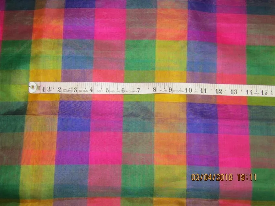 silk organza checks multi color 44&quot;width