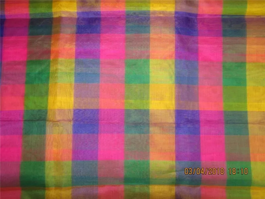 silk organza checks multi color 44&quot;width