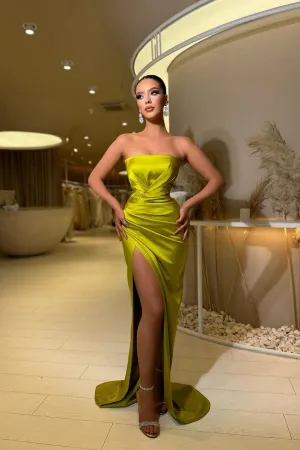 Simple Sexy Long Mermaid Sleeveless Evening Dresses With Slit