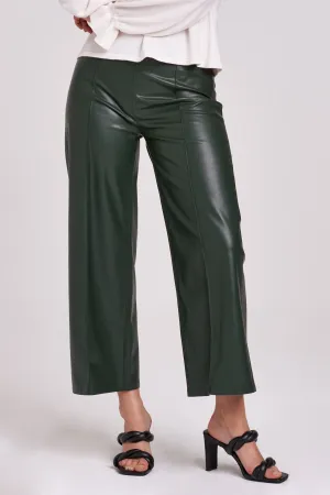 SPARKLE WIDE LEG PANT FOREST VEGAN LEATHER