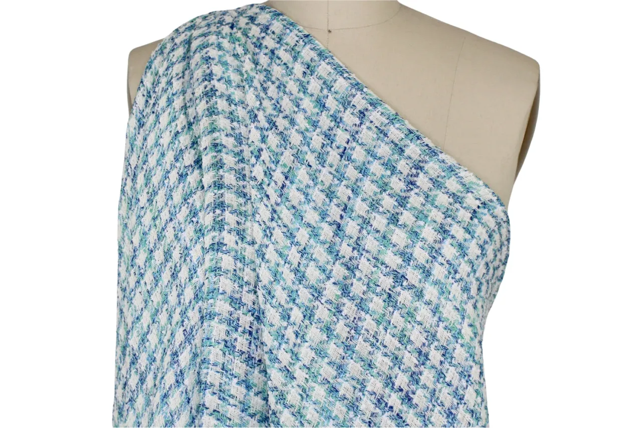 S@ra C@mpbell Lightweight Bouclé - Aqua Tones/White