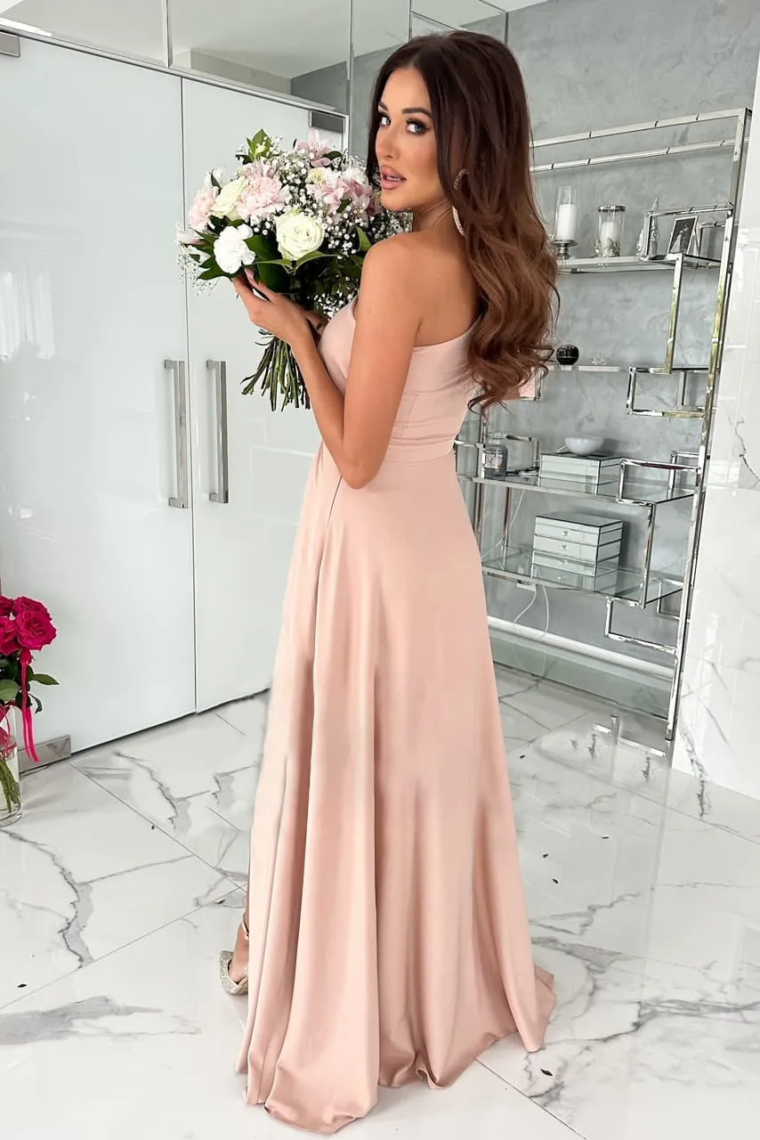 Summer Chic One-Shoulder Front Slit Commute Dress