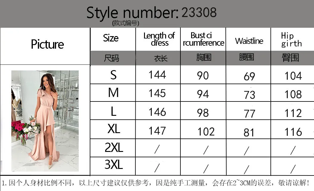 Summer Chic One-Shoulder Front Slit Commute Dress