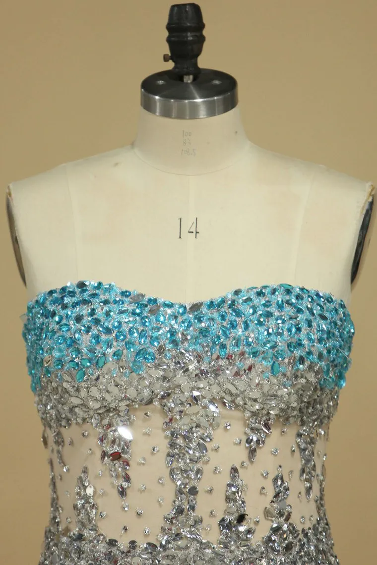 Sweetheart Prom Dresses Mermaid With Beading Tulle