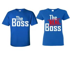 The Boss & The Real Boss Couple Matching T-Shirts – Classic Cotton Tees Sold Separately in Various Sizes & Colors | Unique Heat Press Designs