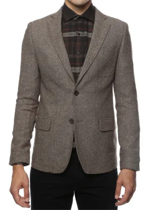 The Hardy Brown Herringbone Super Slim Fit Mens Blazer