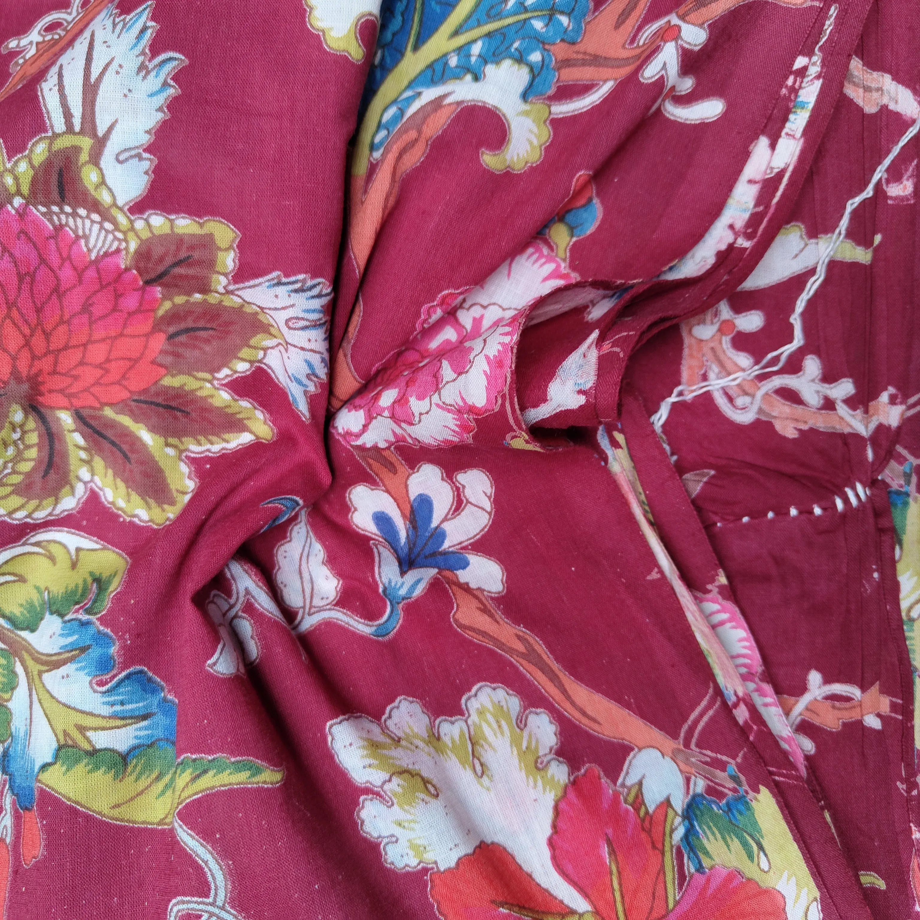 Tree of Life maroon Cotton cambric 44 inches width Fabric per meter