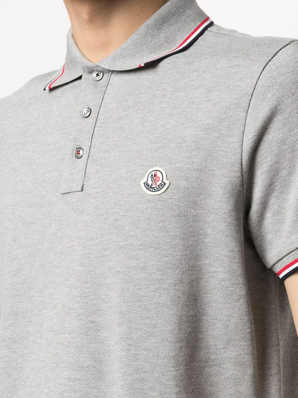 tricolour-trim piqué polo shirt