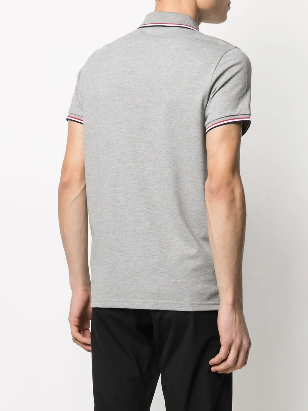 tricolour-trim piqué polo shirt