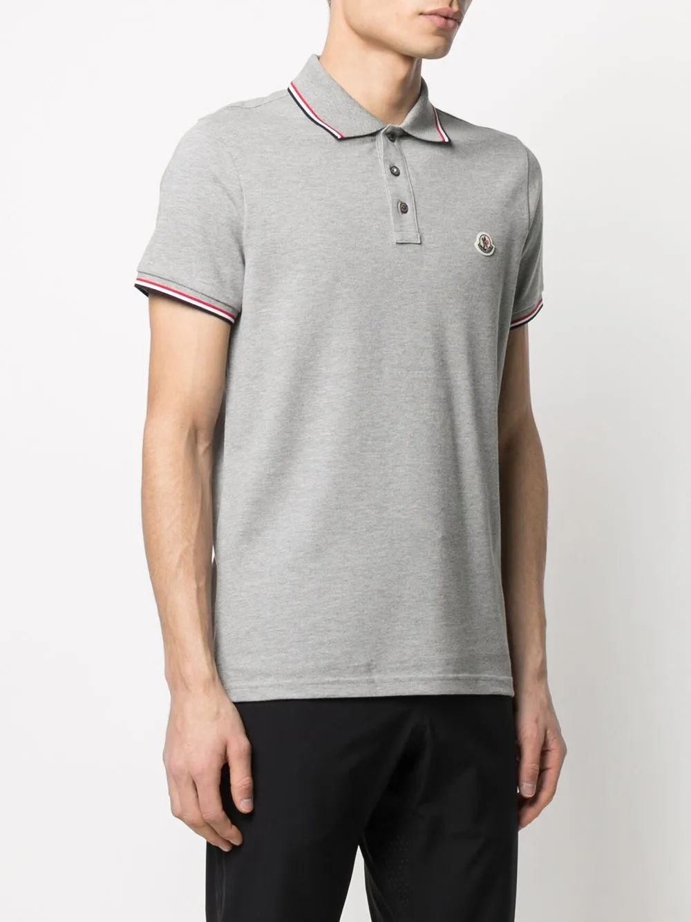 tricolour-trim piqué polo shirt