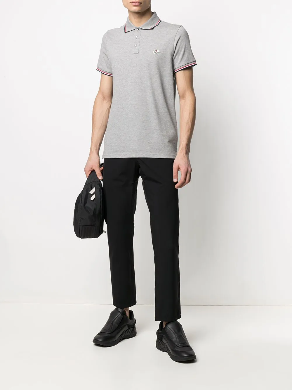 tricolour-trim piqué polo shirt