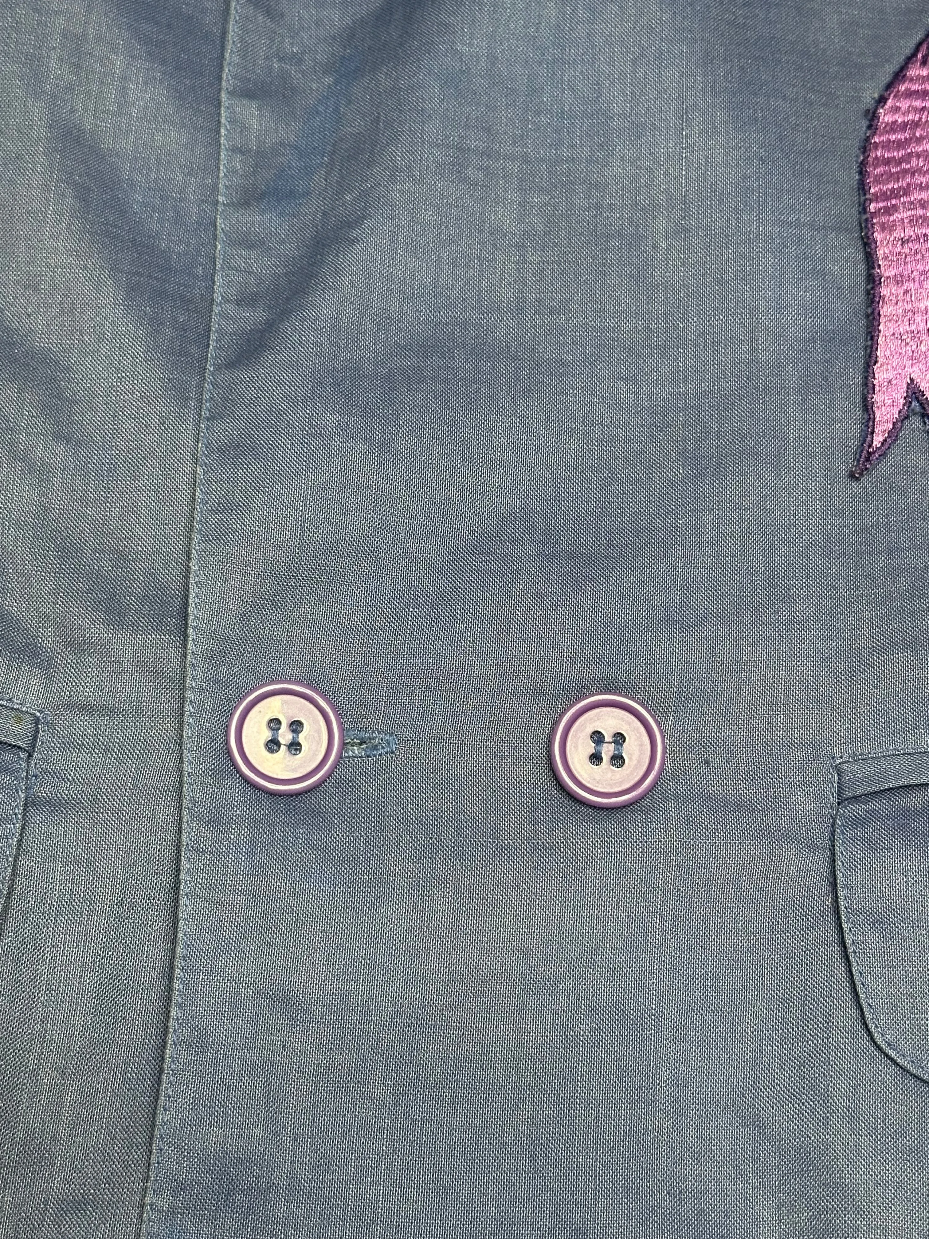 Vintage 80s Pia Rucci Periwinkle Embroidered Art Deco Blazer (14, ~S)