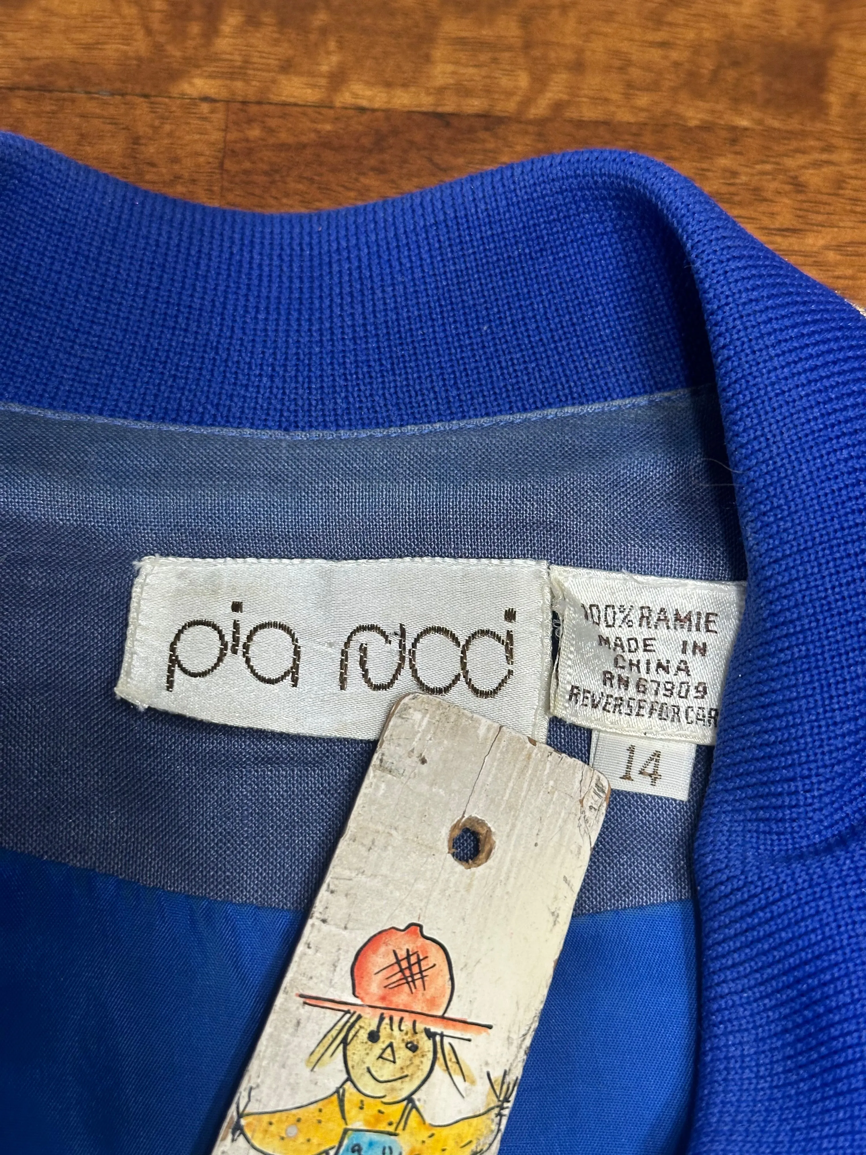 Vintage 80s Pia Rucci Periwinkle Embroidered Art Deco Blazer (14, ~S)