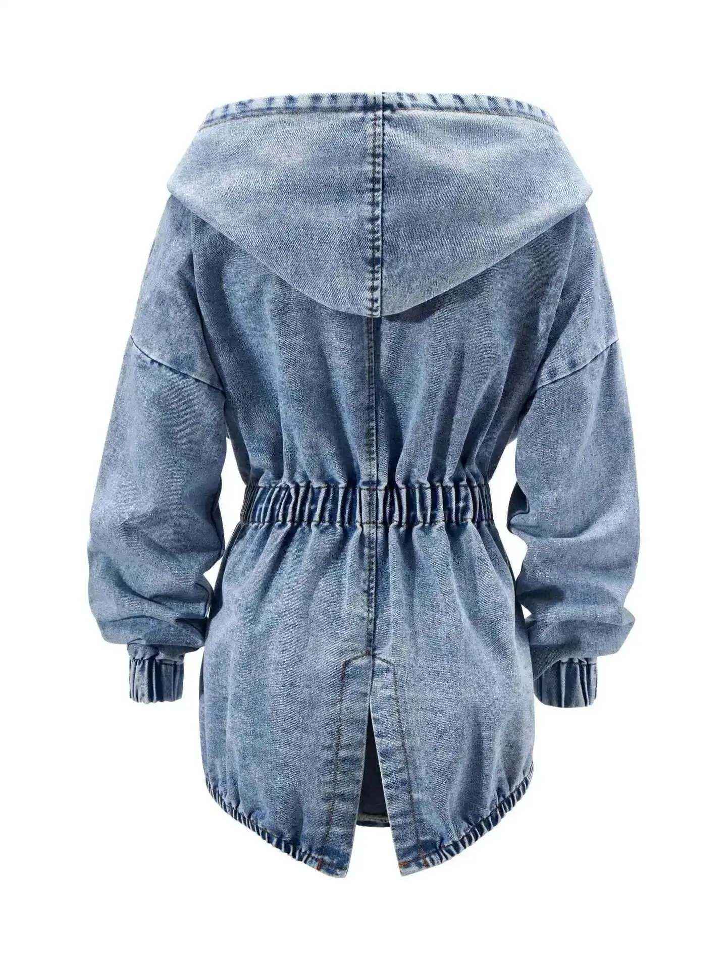 Waist Denim Trench Coat Long-sleeved