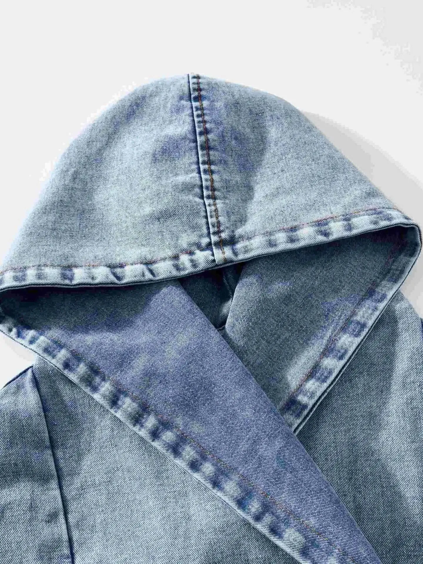 Waist Denim Trench Coat Long-sleeved