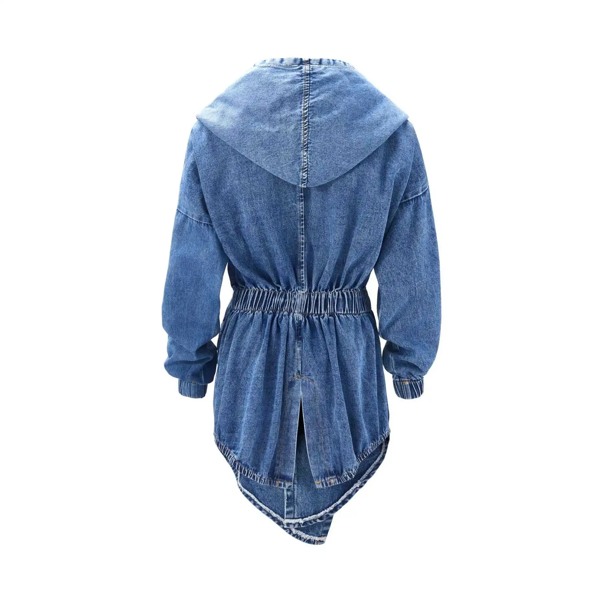 Waist Denim Trench Coat Long-sleeved