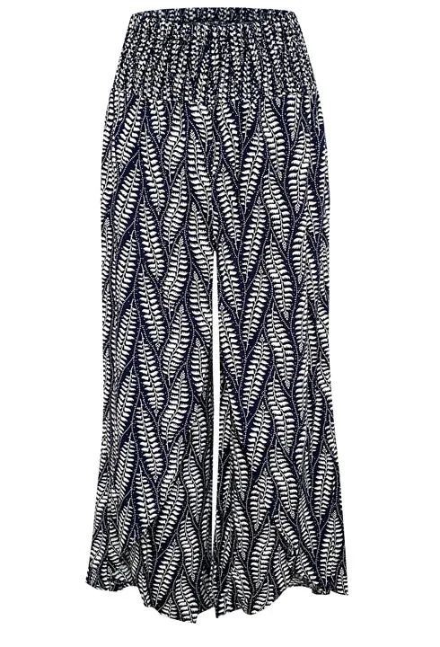 White & Navy Wide Leg Overlay Pant