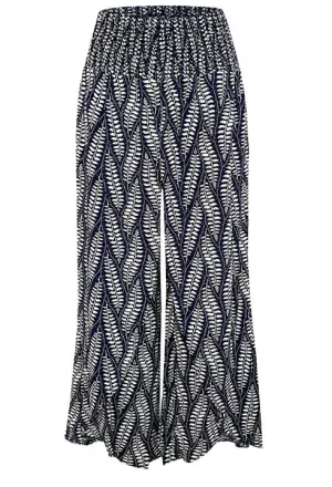 White & Navy Wide Leg Overlay Pant
