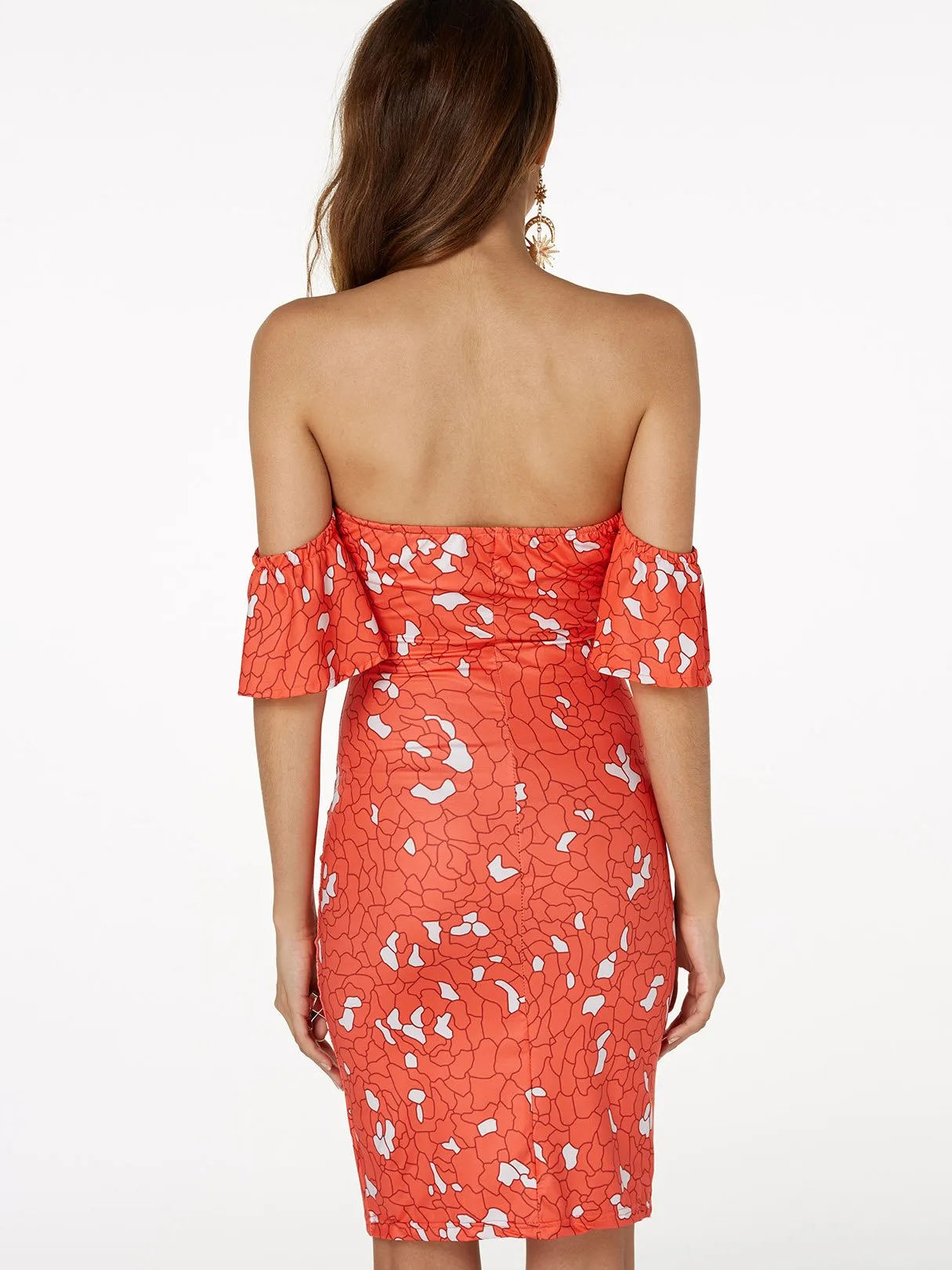 Wholesale Red Tube Top Short Sleeve Floral Print Backless Dresses