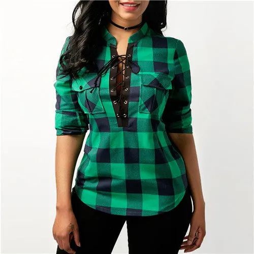 Women Casual Plaid Shirts