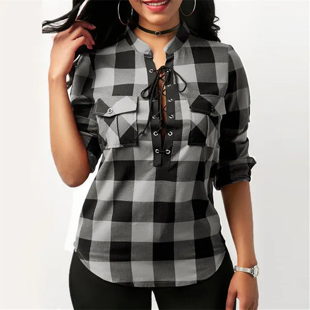 Women Casual Plaid Shirts