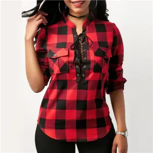 Women Casual Plaid Shirts