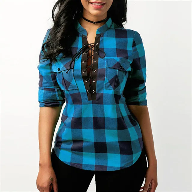 Women Casual Plaid Shirts