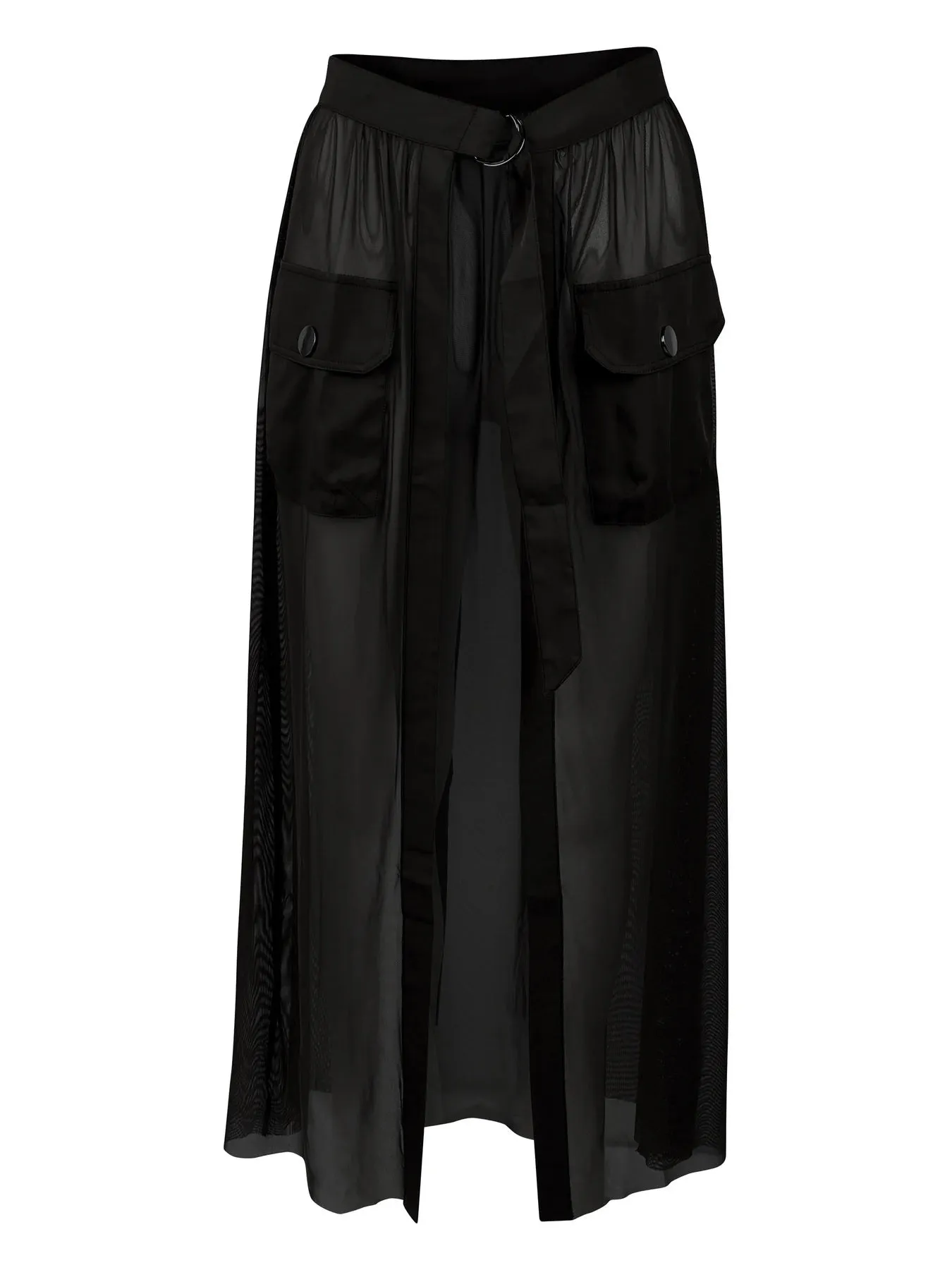 Yve Mesh Wrap Skirt - Black