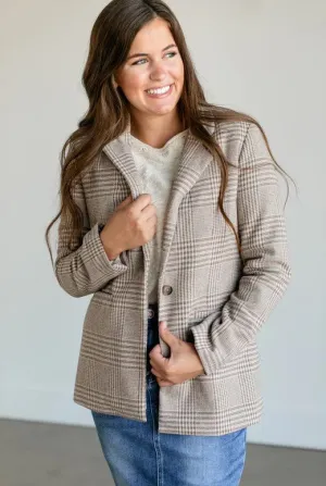 Z Supply Anna Plaid Blazer, Milk Shake
