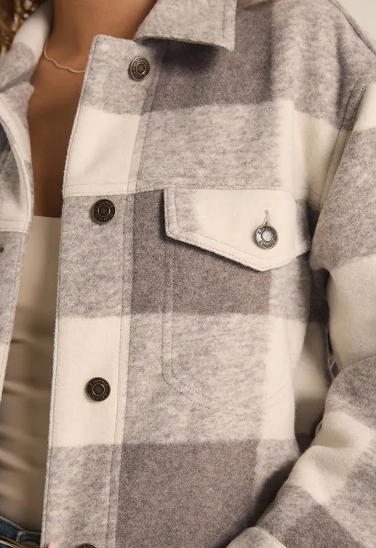 Z Supply - Preston Knit Plaid Jacket Slate Grey