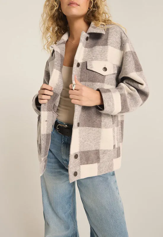 Z Supply - Preston Knit Plaid Jacket Slate Grey